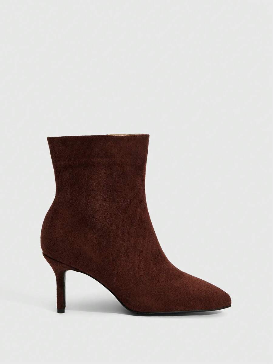 Daringsoles Women's Sexy Pointed Side Zipper Autumn And Winter Boots Suede Brown American Booties Commuter Booties Women's Naked Boots - Coffee Brown - View 1