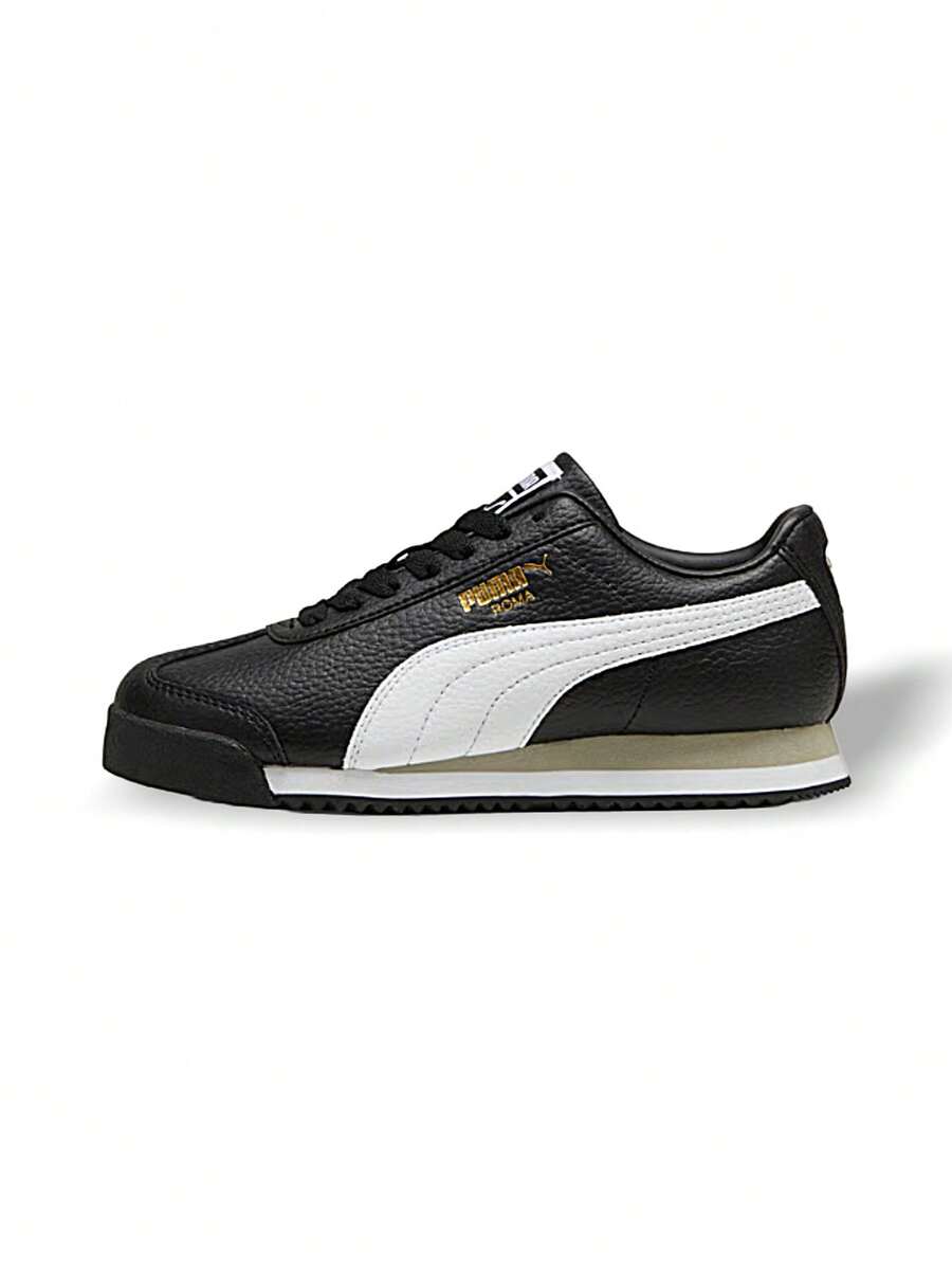 Puma 彪马 Roma 24 女款运动鞋（GS）标准吸汗透气轻便百搭纯色易洗快干日常上学运动女款（GS）黑色白色 399334-01 - 黑色/白色 - 查看 1