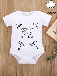 SHEIN Baby Boy Slogan Graphic Bodysuit - White - View 1