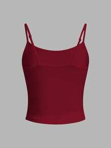 SHEIN EZwear Áo hai dây gợi cảm kiểu dáng thường ngày dành cho nữ, họa tiết sao biển, hoa và vỏ sò, thích hợp cho mùa hè. - Màu Đỏ Sâu - Xem 3