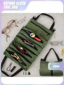 1pc CRILANO Heavy-Duty Roll-Up Tool Bag - Waterproof Oxford Cloth Organizer For Mechanics, Electricians, Carpenters & More - Durable, Portable & Stylish Industrial Gear With Multiple Compartments, Tool Storage Organizer - Multicolor - View 5