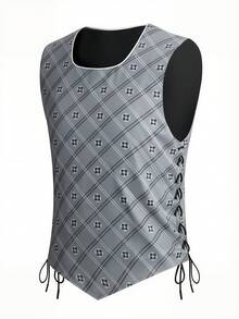 Manfinity Homme Men's Streetwear Vest With Letter Pattern, Stylish Autumn/Winter Layering Vest,Men Old Money,Daily Leisure, Weekend Trips, Outdoor Activities, Travel Expeditions, Relaxed Work Environments Or Semi-Formal Occasions, Boyfriend/Husband Gift, Anniversary /Birthday Gift Party Summer Vacation Holiday,Wedding,Spring To Summer,Mardi Gras,Men Dress Vest,Men's Sleeveless Outfits,Blue And White Outfit Men,Man Clothes Set Blue And White,Luxury Clothes For Men - Multicolor - View 5