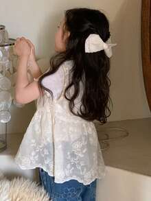 Dazy Kids Girls (Toddler) Sleeveless Open Front Cardigan Jacket - Apricot - View 4