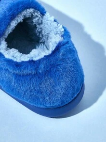 SHEIN | PAW Patrol 可爱刺绣追逐卡通追逐蓝色男童儿童防滑室内松紧带拖鞋幼儿和儿童柔软毛绒保暖家居鞋，轻便耐用的 EVA 鞋底，男女通用女孩居家卧室空调房，春秋冬季，狗狗 - 藍色 - 查看 10