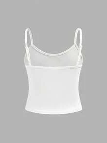 SHEIN Girlism Tween Girl Casual Sports Minimalist Basic Knit Solid Color Fitted Cropped Camisole Tank Top 4pcs Set Tween Girl - Navy Blue - View 7
