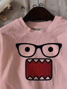 2件套少女休闲眼睛图案印花短袖T恤和短裤套装，适合夏季穿着 - 彩色 - 查看 4