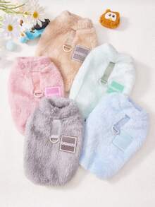 PETSIN Autumn/Winter Plush Velvet Pet Vest & Hoodie – Soft Warm Sweater With Traction Buckle For Dogs, Cats & Small Animals, Indoor/Outdoor Wear - Multicolor - View 2