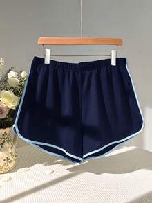 Comfortcana Quần short thể thao thường ngày dành cho nữ cỡ lớn với viền tương phản. - Màu xanh lam - Xem 5