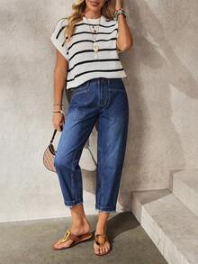 EMERY ROSE 女士纯色休闲牛仔裤 - 藍色 - 查看 5