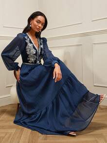 Lilora Women's Elegant Sequins Embroidered Dress - Blue - View 7