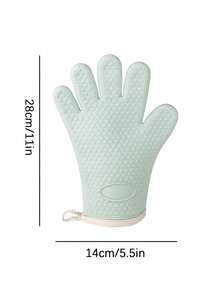 1副烧烤手套，耐热烤箱手套，厨房硅胶烤箱手套，防水防滑锅架，适用于烧烤、烹饪、烘焙 - 白色 - 查看 3