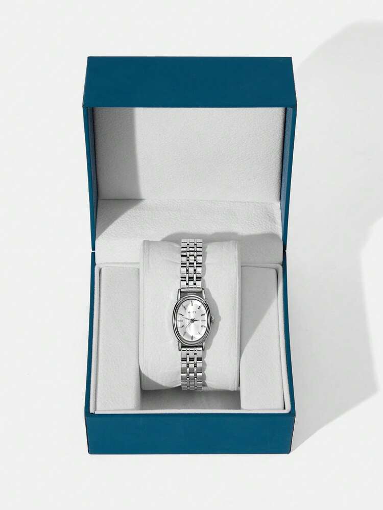 PREMIUM Relógio Feminino Prata Oval Totalmente em Aço - Prata - Visão 2