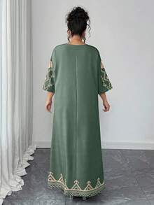 Elenzga Vestido largo de estilo retro con estampado para mujer de talla grande - Multicolor - Ver 2