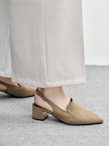 CUCCOO BIZCHIC Women's Backstrap Mule Slip-On Shoes, Buckle Design, Commuting High Heels - Camel - View 5