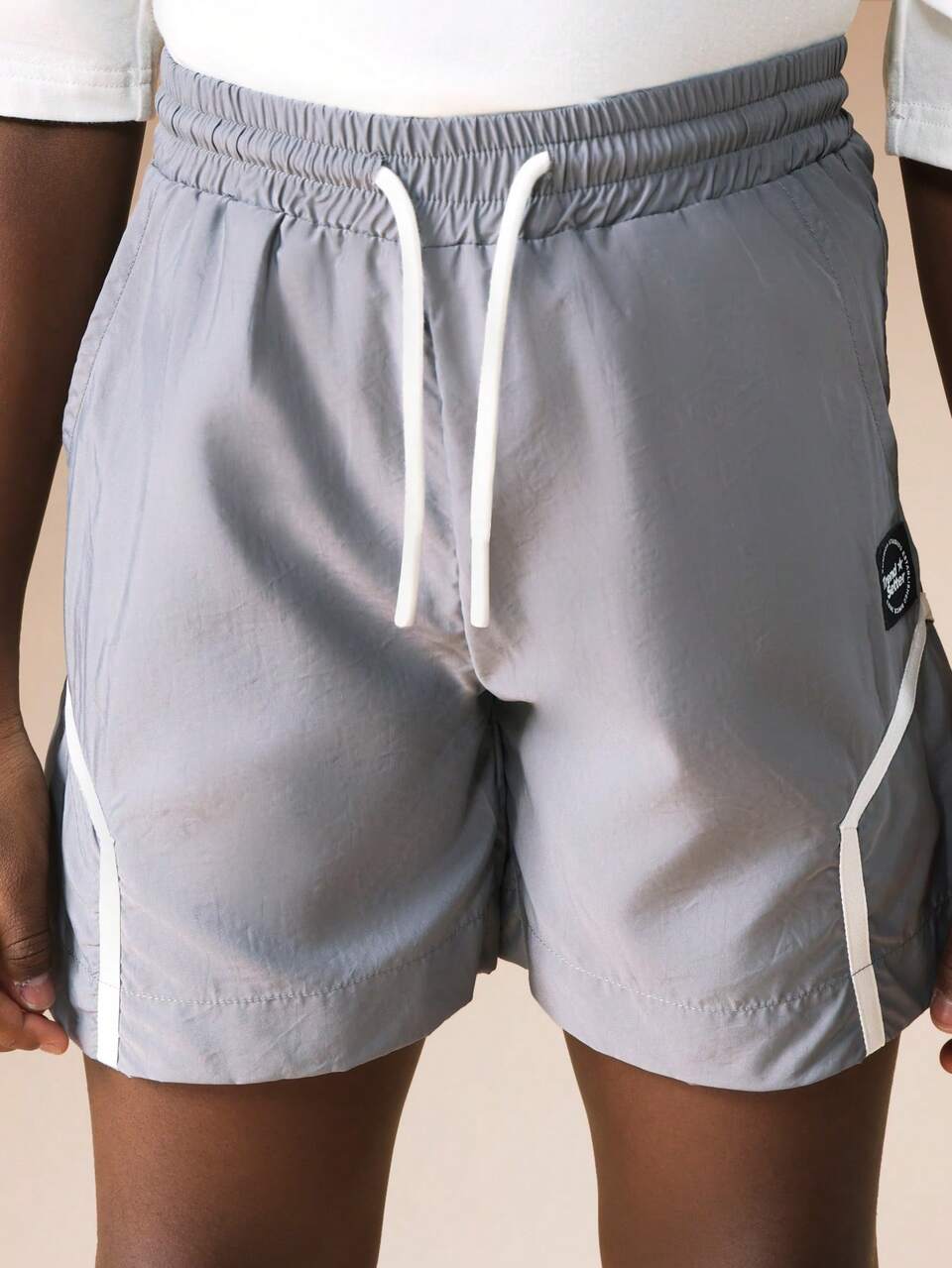 Nylon Shorts With White Piping Trim
