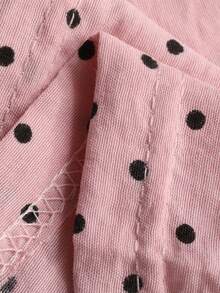 Dazy Plus 两件套可爱撞色蕾丝宽松上衣长裤睡衣套装，粉色，春夏款 - 粉色 - 查看 3