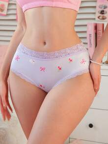 PetitDoll Women's Fashion Lace Patchwork Thong Panties - Mauve Purple - View 3