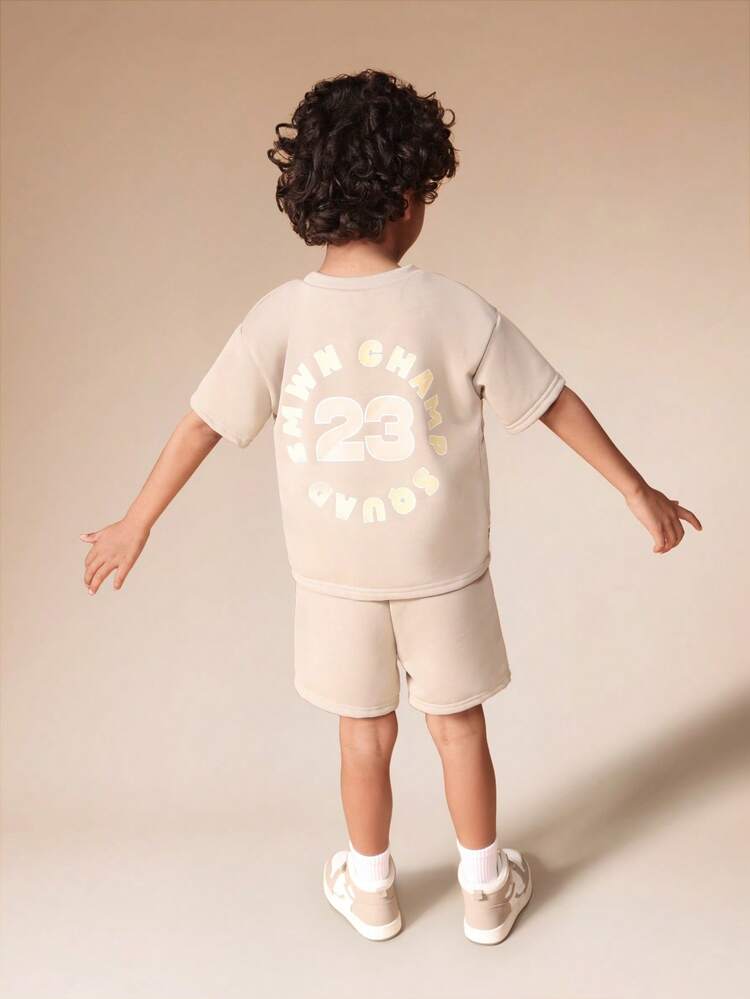 Oversized Tee And Shorts With Number Print