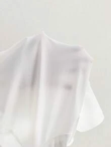 Mistrie Women's Fashion Sexy White Pleated Design Sleeve Bell Shirt - White - View 5