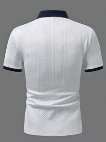 Manfinity CasualCool Men's Contrast Collar Short Sleeve Polo Shirt - White - View 2