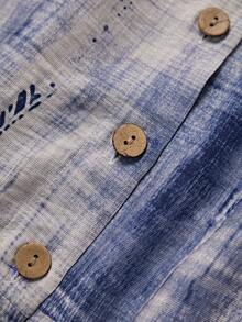 Louniche Blue Tie-Dye Textured 2 Pieces Set, Artistic Patterned Top And Relaxed Fit Pants, Casual And Commuter Outfit For Spring/Summer - Blue - View 6