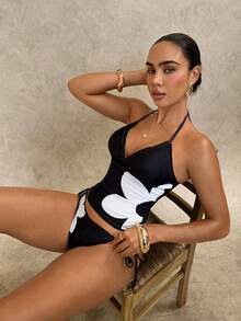 Swim Chiccia Sweet Cherry Plaid Bikini Set - Black and White - View 6