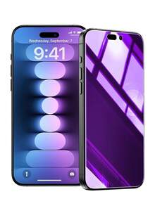 2Pcs Purple Light Anti-Spy Tempered Glass Screen Protector, Anti-Blue Light, Privacy Protection, Compatible With IPhone 11/12/13/14 Pro Max/15 Pro Max/16/16 Plus/16 Pro/16 Pro Max/16e/17/17 Air/17 Pro/17 Pro Max - Purple - View 7