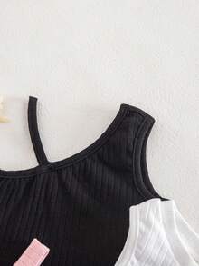 SHEIN Conjunto de 4 piezas de estilo de chaleco irregular de punto lindo para bebé niña en primavera/verano - Multicolor - Ver 4