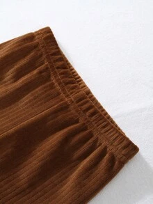 SHEIN Playful Pals 3件套女婴百搭休闲纯色弹力打底裤/长裤/紧身裤/婴儿裤套装，针织灯芯绒女婴打底裤，适合春、夏、秋、冬四季穿着 - 彩色 - 查看 3