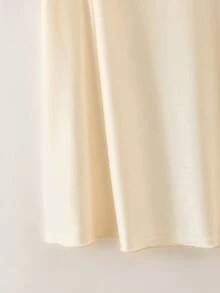 Lyxana 女款時尚春夏小立領蝴蝶結設計短袖針織緞面休閒時尚T恤 - 杏色 - 查看 5