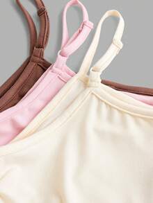 SHEIN Girlism 3件套 少女修身休闲运动吊带背心基础款上衣 - 粉色 - 查看 5