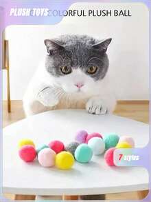 PETSIN CAT Pom-Poms Launcher Toys, Random Color Cat Pom-Poms Self-Hi ToysThe Product Image Has A Method Of Use,Consumables Pet Interactive Launch Pom-Poms Toy Gun 1pc - Multicolor - View 4