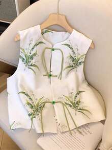 GlowEve Women's Sleeveless Printed Crop Top Knit Top - Green - View 1