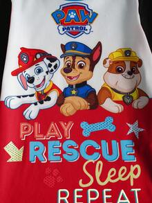 SHEIN | PAW Patrol Young Boy Cartoon Puppy & Letter Print Colorblock Snug Fit Pajama Set, Autumn/Winter - Black - View 5