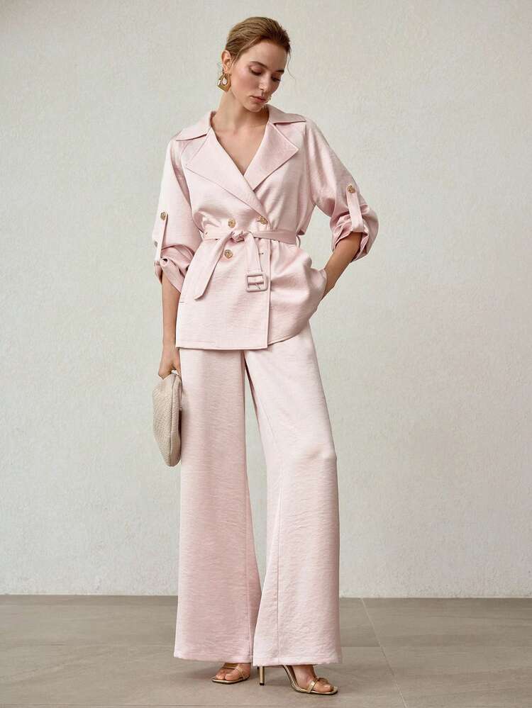 SATIN ELEGANT HIGH WAIST WIDE LEG PALAZZO PANTS, SPRING/SUMMER