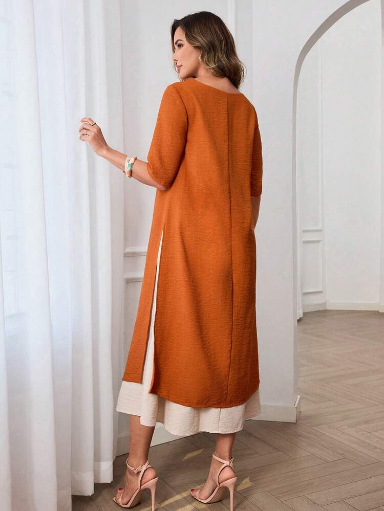 Women's Colorblock Round Neck Elegant Short Sleeve Dress Casual Outfit For Women Spring Summervacation DRESS,Going Out Dress ,Casual Dress For Women