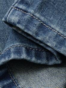 FRIFUL Women's Casual Heart Print Washed Denim Jeans, Suitable For Autumn - Blue - View 6