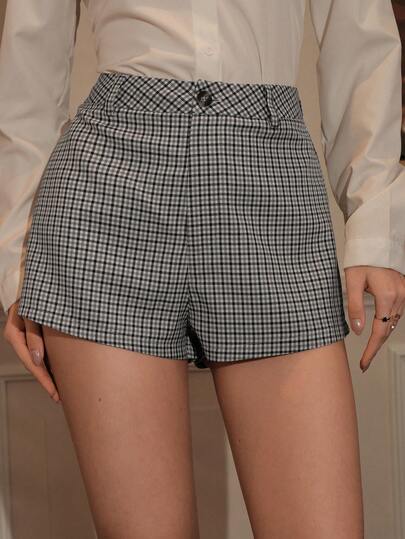 NOVVYNE Plaid Casual Shorts, Suitable For Summer Commuting