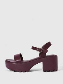 HighSole Giày nữ thời trang cao gót màu đen, sandal cao gót cho mùa hè, giày tốt nghiệp, giày dự tiệc, giày đi nghỉ mát, giày mùa hè, giày Giáng sinh, giày mùa thu, giày năm mới, giày ngày lễ. - Rượu vang đỏ cừu - Xem 2