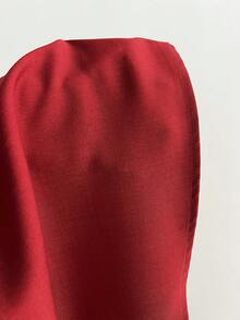 Elamini Romantic French Style Red Vacation Dress, Sleeveless, Waist Cinched, Slimming, Elegant Retro Square Neck Party Mini Dress, Spring/Summer - Burgundy - View 6