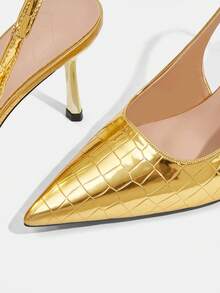 CUCCOO TILAWA Pointed Toe Backless High Heel Shoes, Fashionable Buckle Design, Elegant For Evening Party And Wedding - Gold - View 6