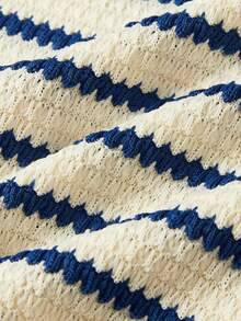 Maija Kids 一件少女优雅都市学院风百搭蓝白条纹圆领短袖上衣，饰有可爱樱桃图案，适合返校、日常休闲穿着、外出、聚会、节日、春夏季节等场合。 - 藍白色 - 查看 8