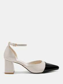 CUCCOO CURVES Women Shoes Women's Pointed Buckle Design Everyday Versatile Fashion Wide Last High Heels - Beige - View 2