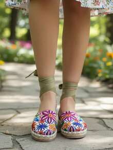 Espadrilles With Ankle Straps - White - View 3