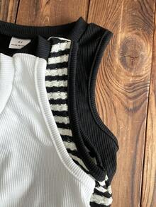 SHEIN 3件套少女针织圆领褶皱休闲背心套装 - 彩色 - 查看 11