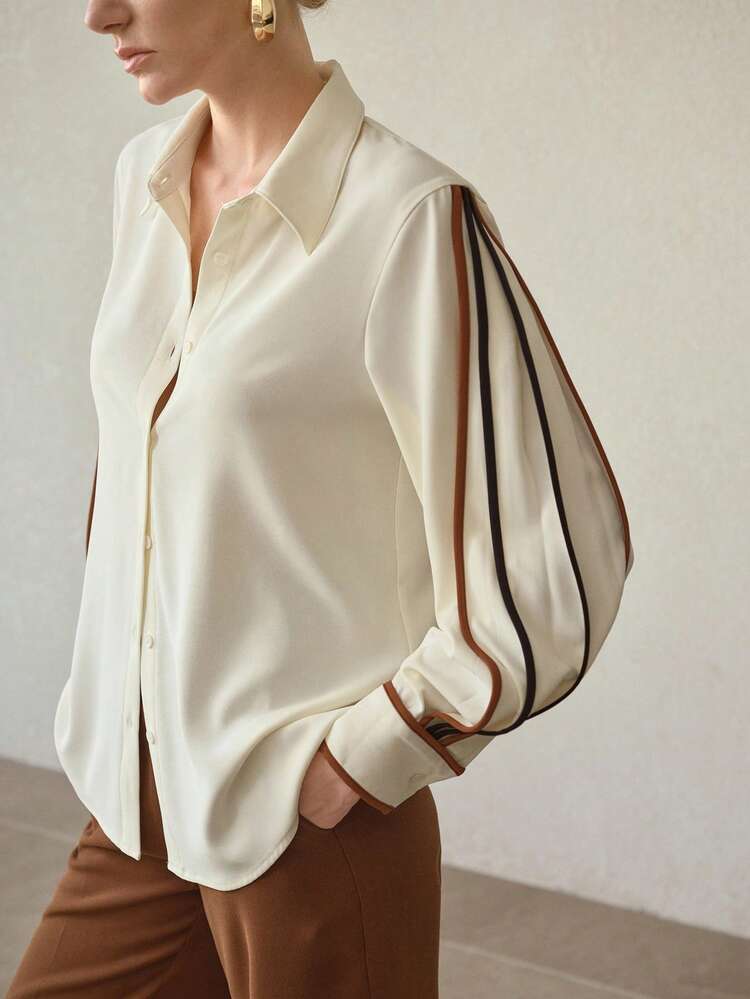 CONTRAST PIPING LONG SLEEVE SHIRT