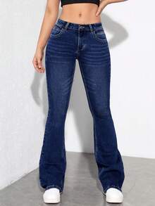 Jeanoix Plus Size Women Cowgirl Style Blue Stretch Skinny Jeans, Spring - Dark Wash - View 6