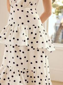 MOTF PREMIUM 女士波点印花荷叶边连衣裙 - 黑與白 - 查看 2
