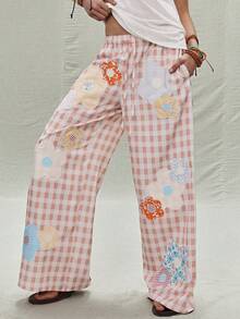 SoleilVie Quần ống rộng kẻ caro hoa văn cổ điển - Nhiều màu - Xem 4