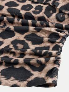 SHEIN Girlism Tween Girl Fitted Casual Minimalist Comfortable Leopard Print Ruched Waist Design Camisole - Multicolor - View 4